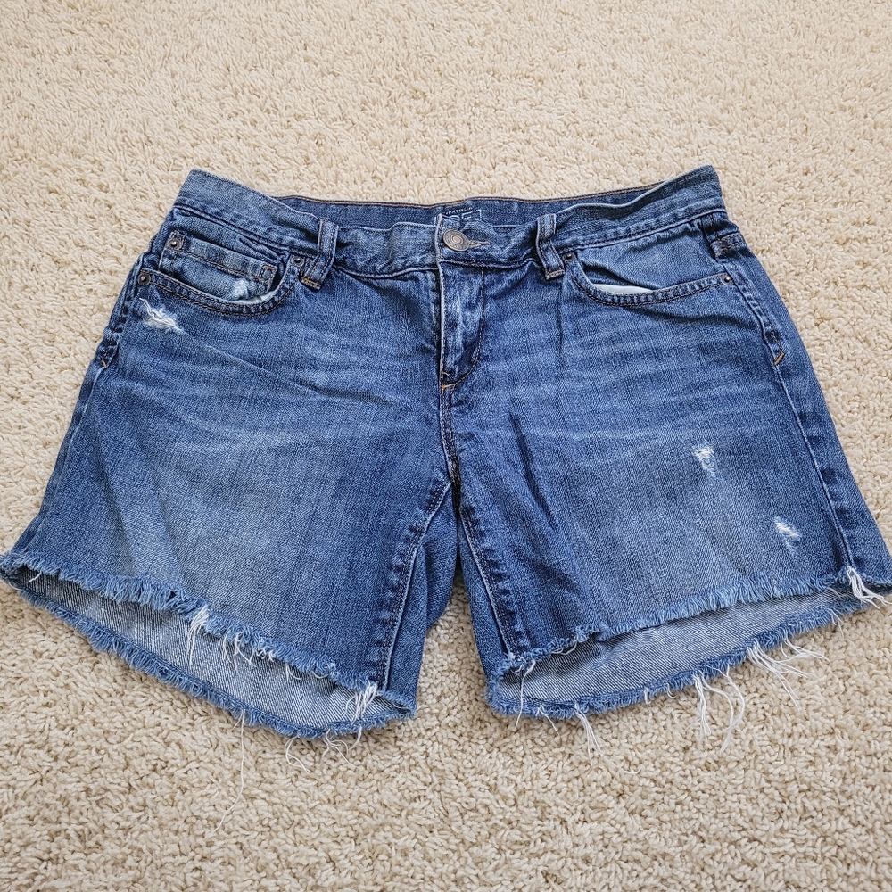 Loft Distressed Blue Denim Shorts 100% Cotton Casual Summer Beach